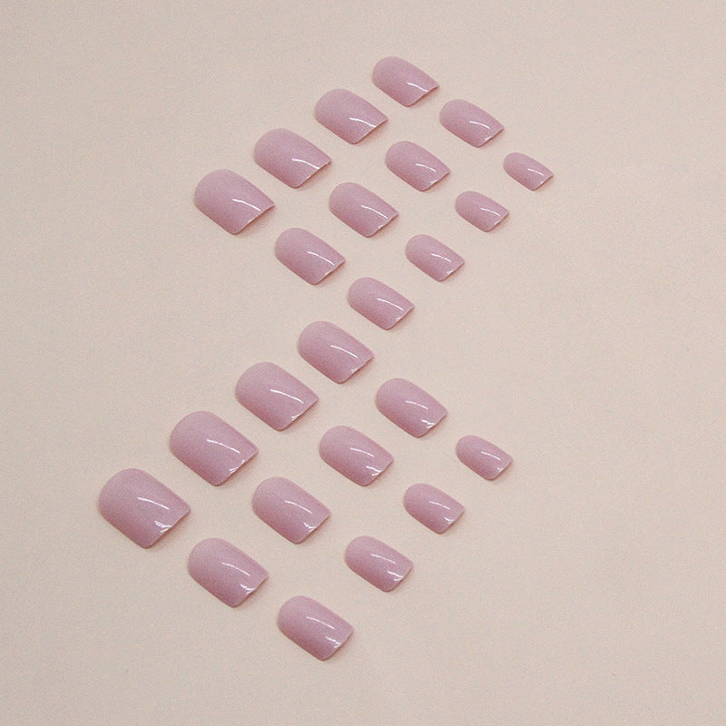 Pink Purple Short Square Nail Stickers 24 Pieces
