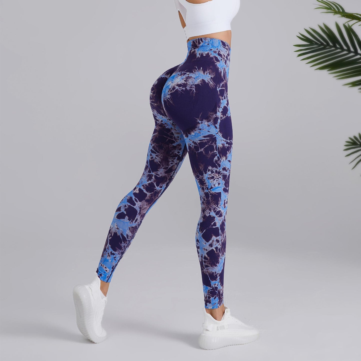 Pantalones de yoga con efecto tie-dye en dos tonos sin costuras