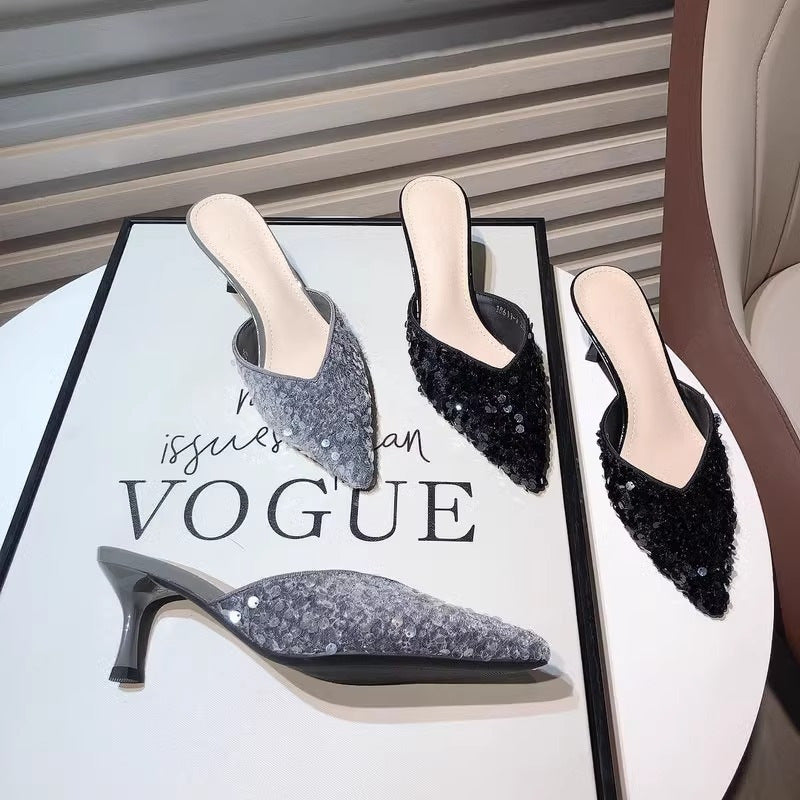 Premium medium heel casual slippers
