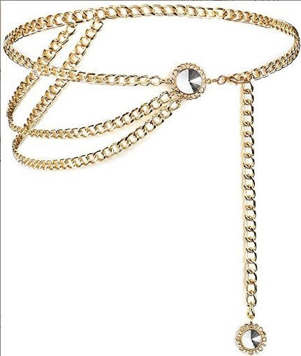 Sexy gold coin multi-layer metal waist chain