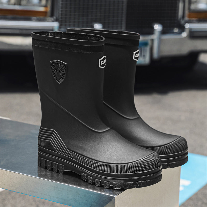 Rain shoes men's medium tube versatile thick sole