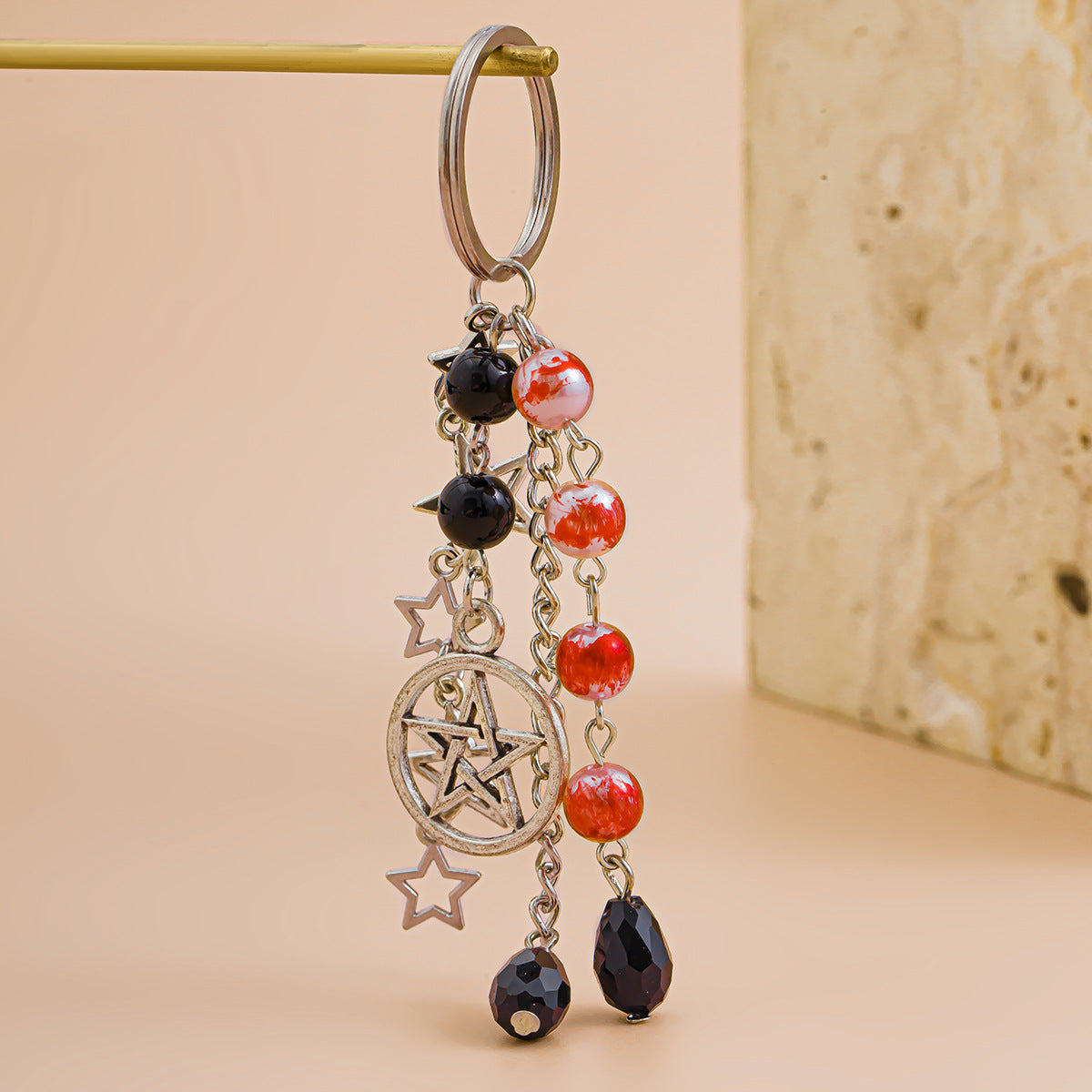 Keychain alloy glass bead pendant