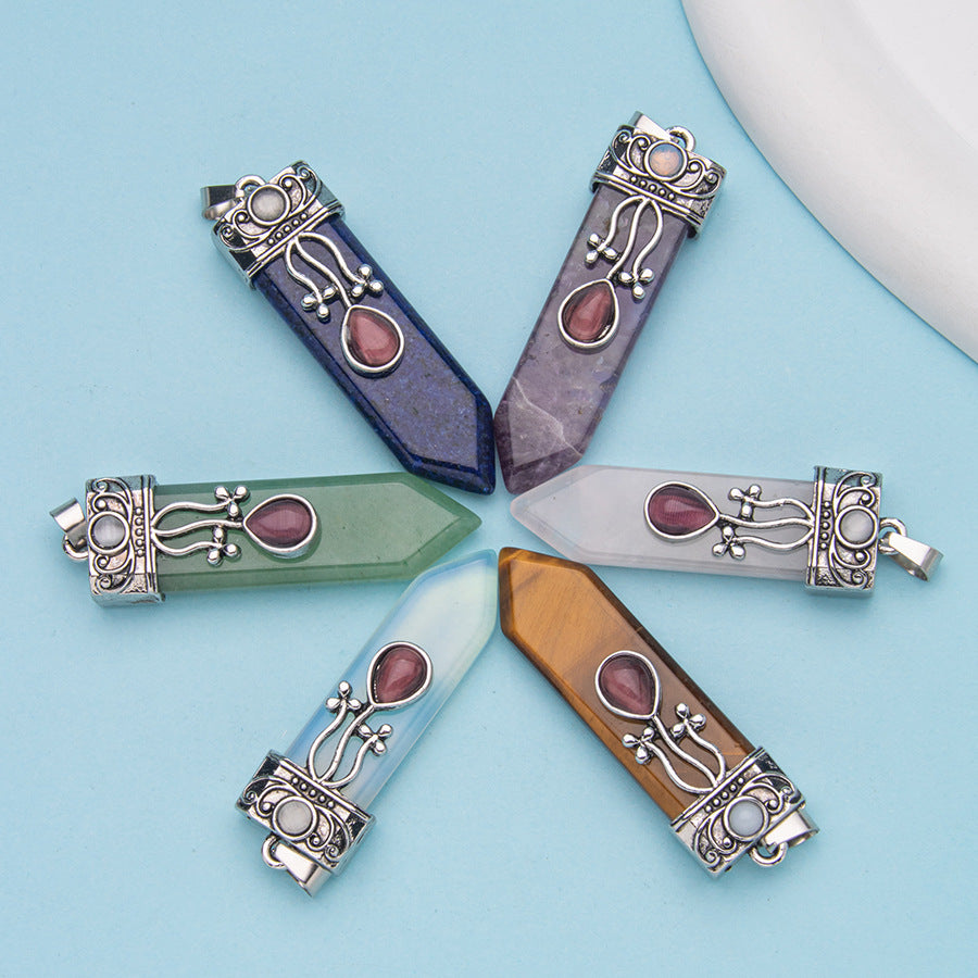 Crystal Water Drop Sword Pendant Necklace