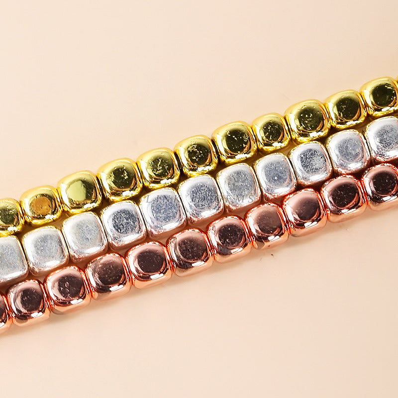 2/3/4 mm electroplated black gallstone rounded square loose beads