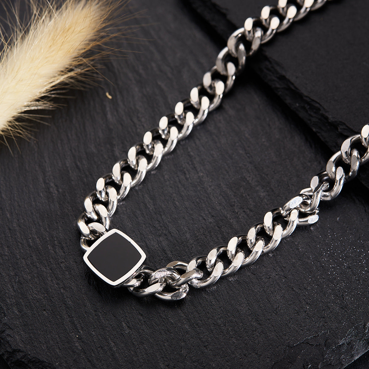 Silver Titanium Steel Necklace Strip