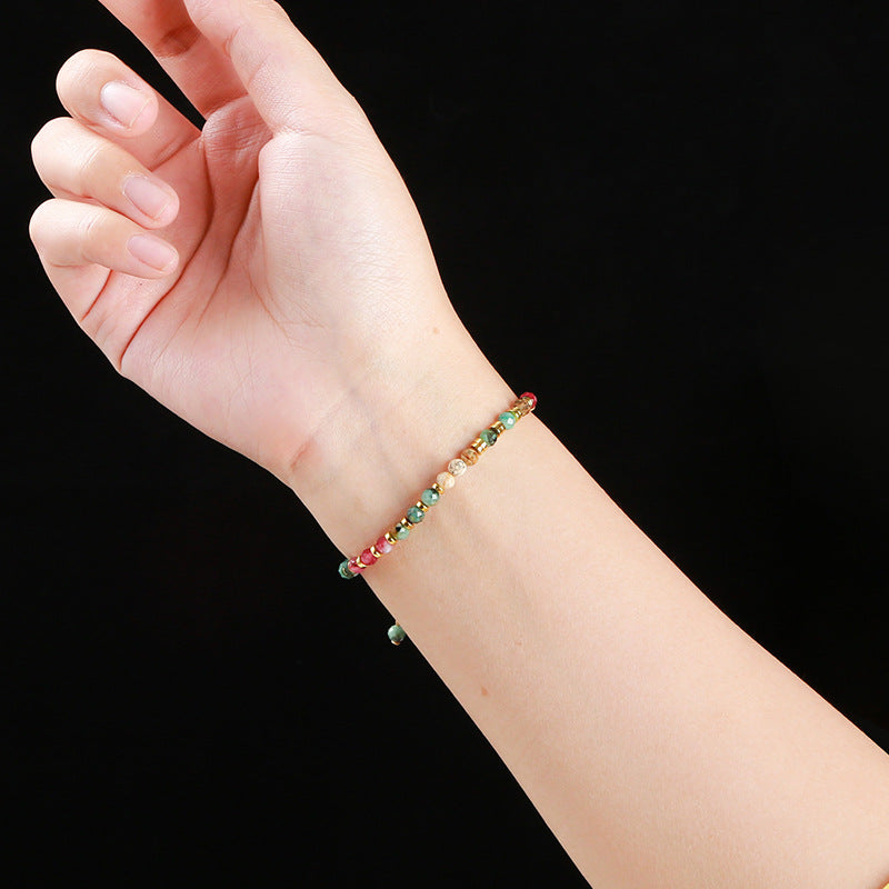 Turquoise with chalcedony woven bracelet