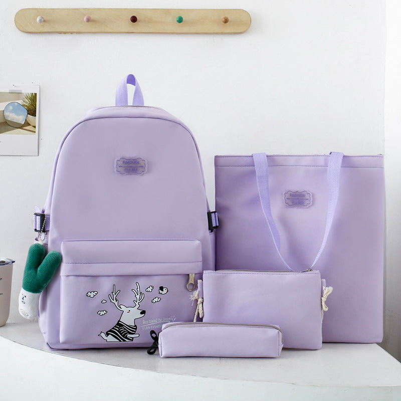 Mochila para estudiantes, bolso escolar de dibujos animados, mochila determinada de 4 piezas