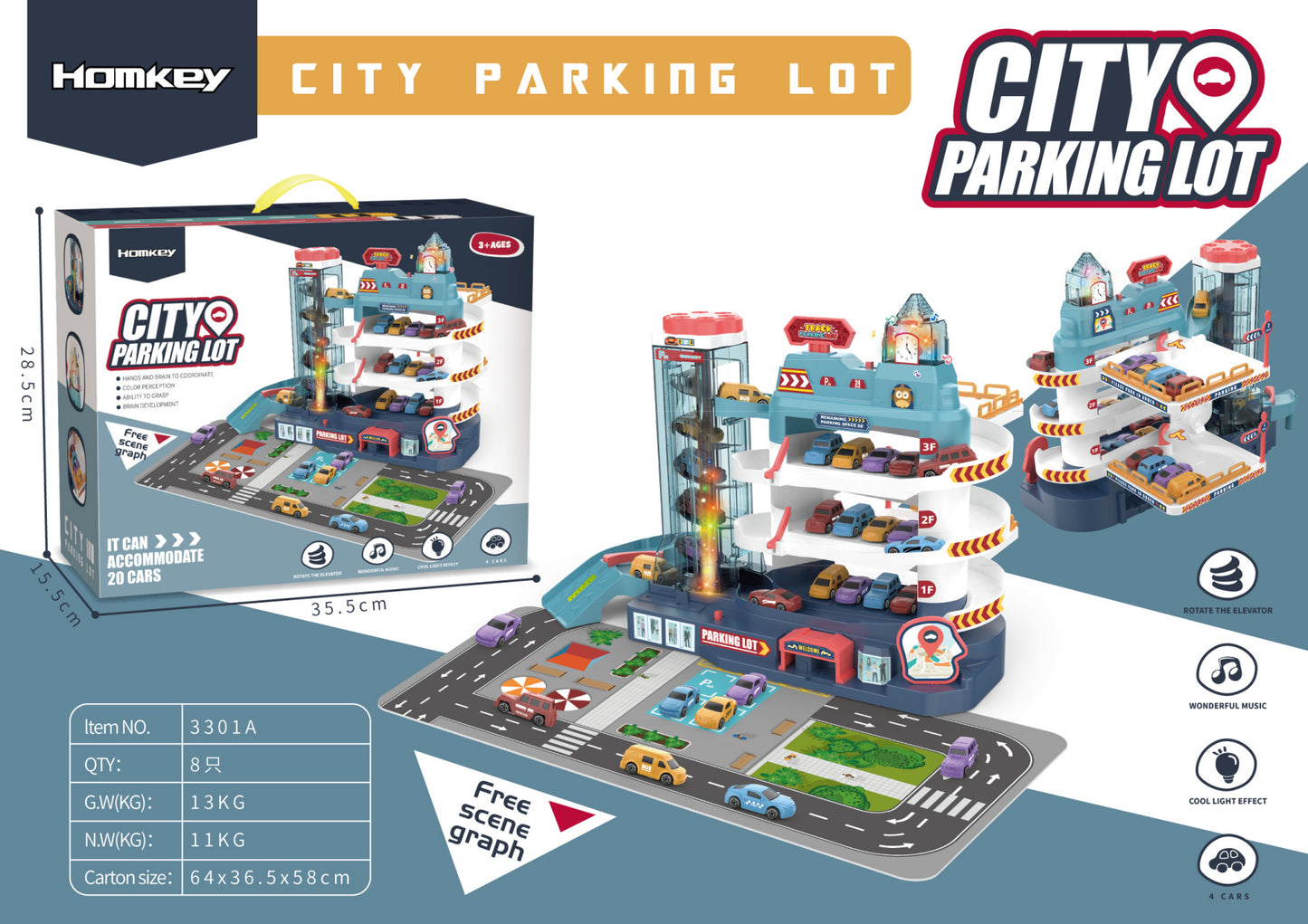 Dinosaur Mountain Track Car Adventure Aparcamiento Juguete para niños de 3 a 4 años