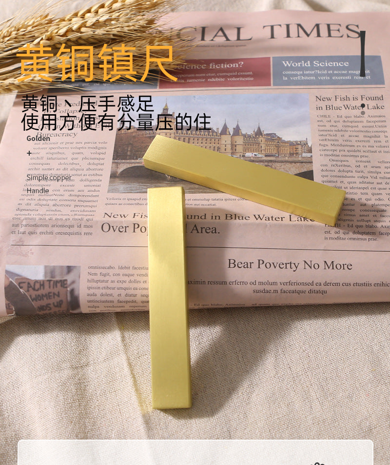 Solid brass paperweight ruler ornament