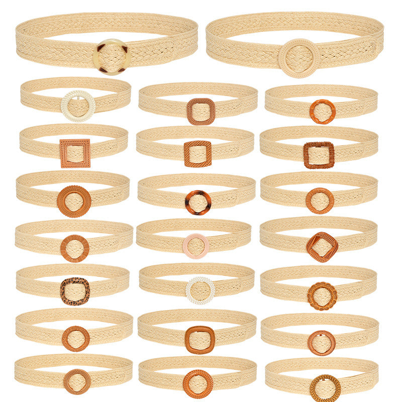 Popular wooden buckle women's waist seal