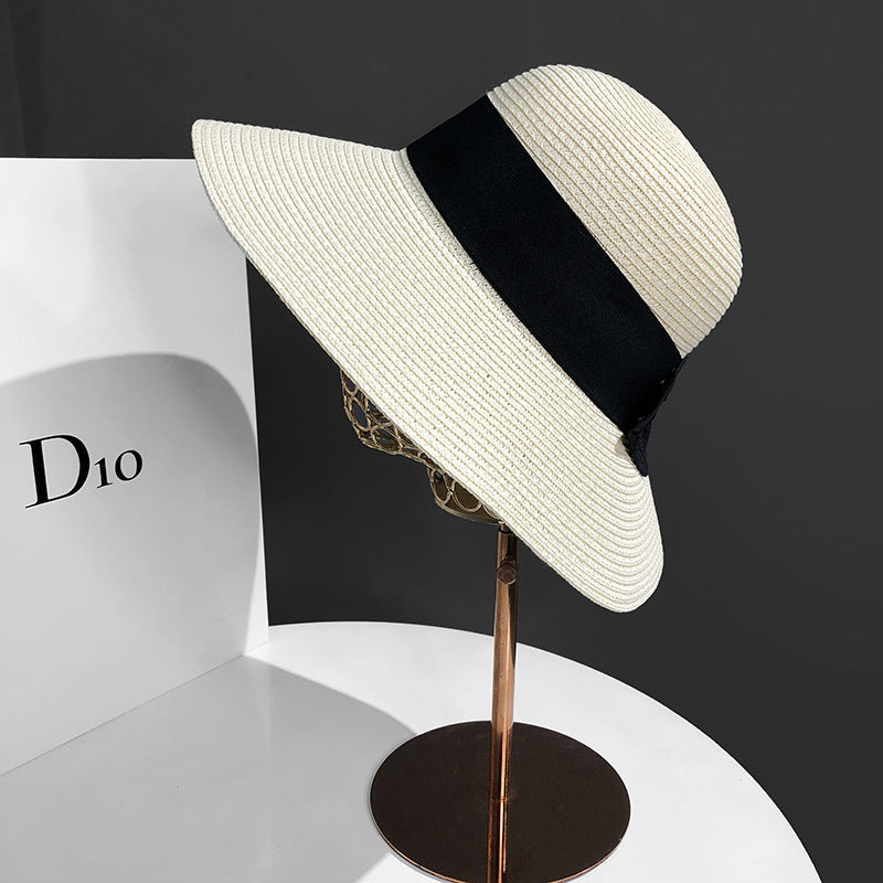 Sombrero de paja para mujer, de verano, para viajes, de ala ancha, para playa, con protección UV