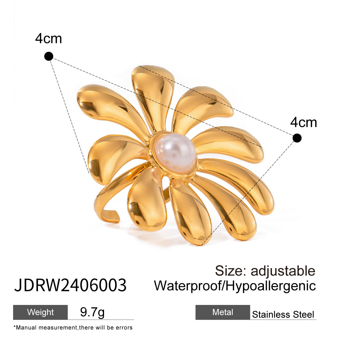 Sunflower Pearl Open Ring