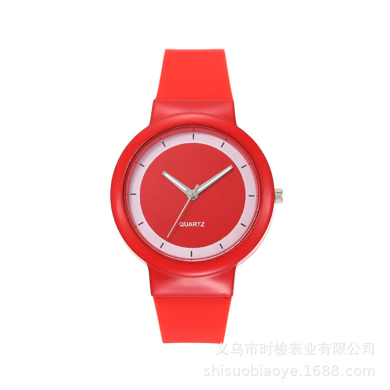 Reloj minimalista deportivo de silicona de color caramelo para estudiantes