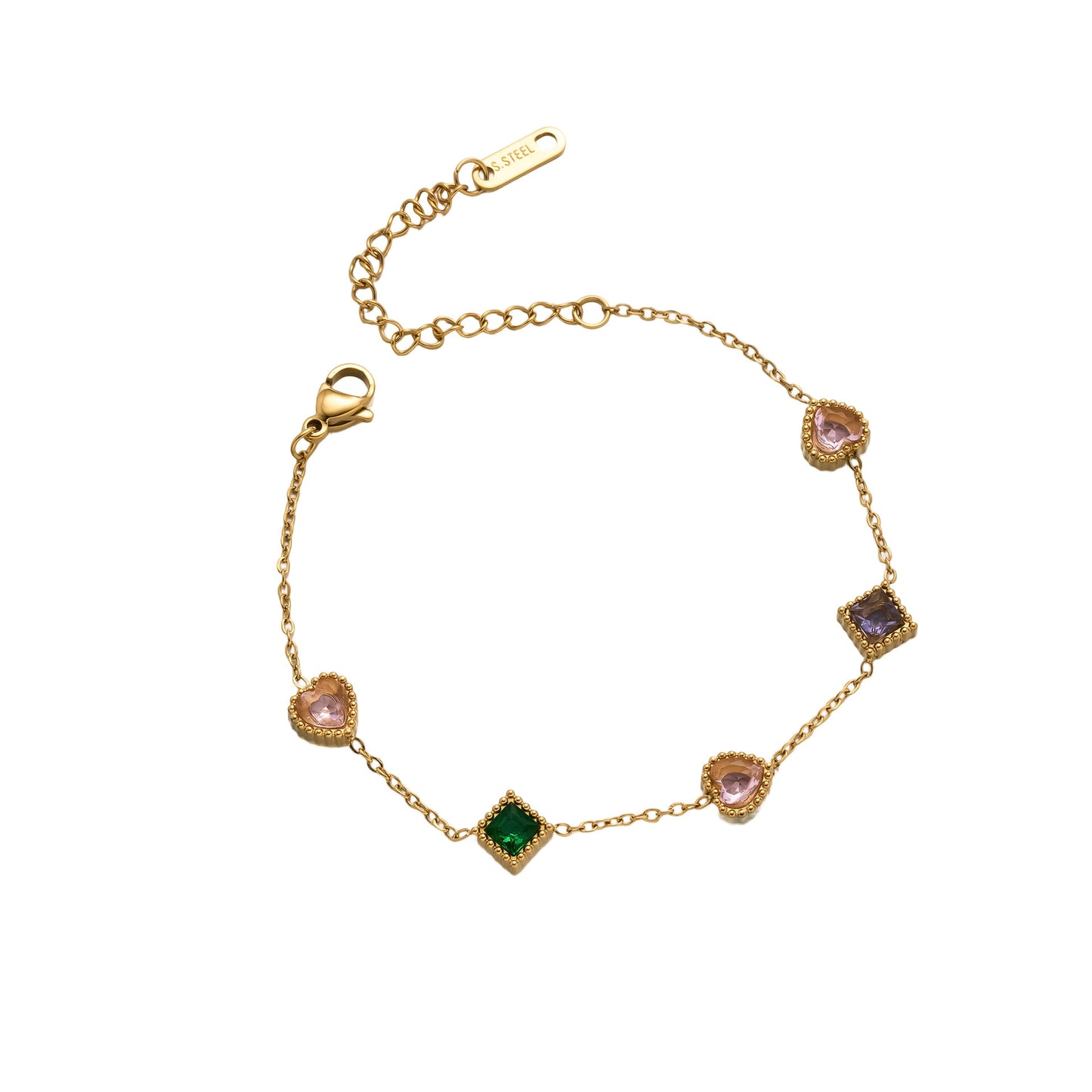 Titanium Steel Zircon Love Square Bracelet