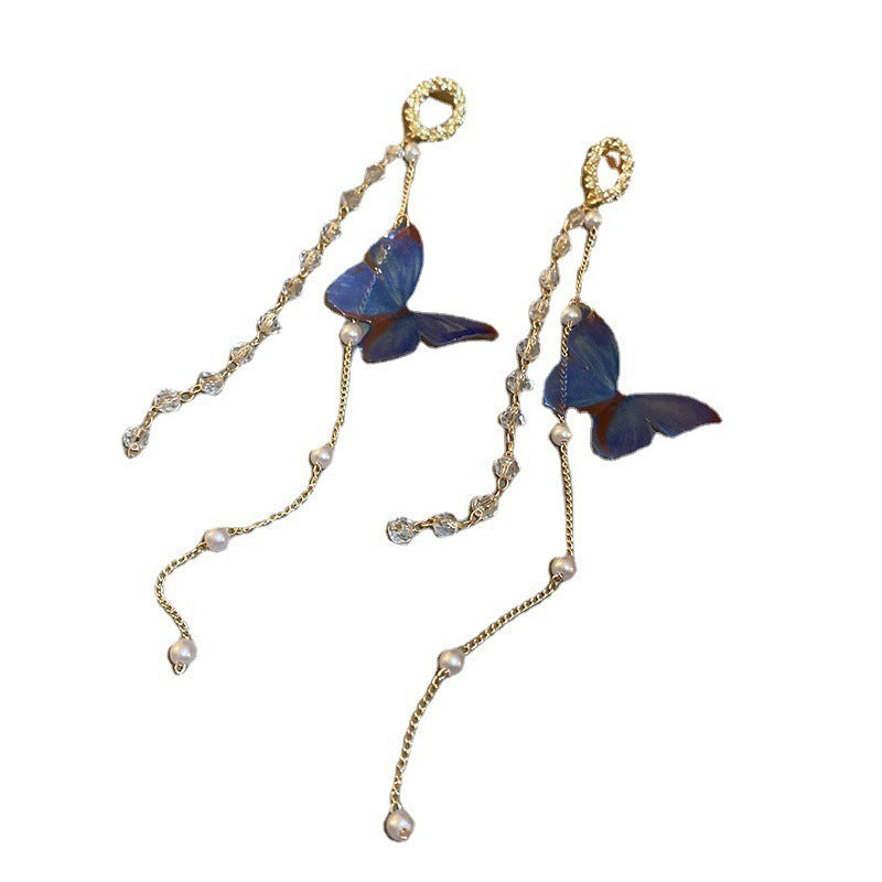Pendientes largos con flecos de mariposa con temperamento