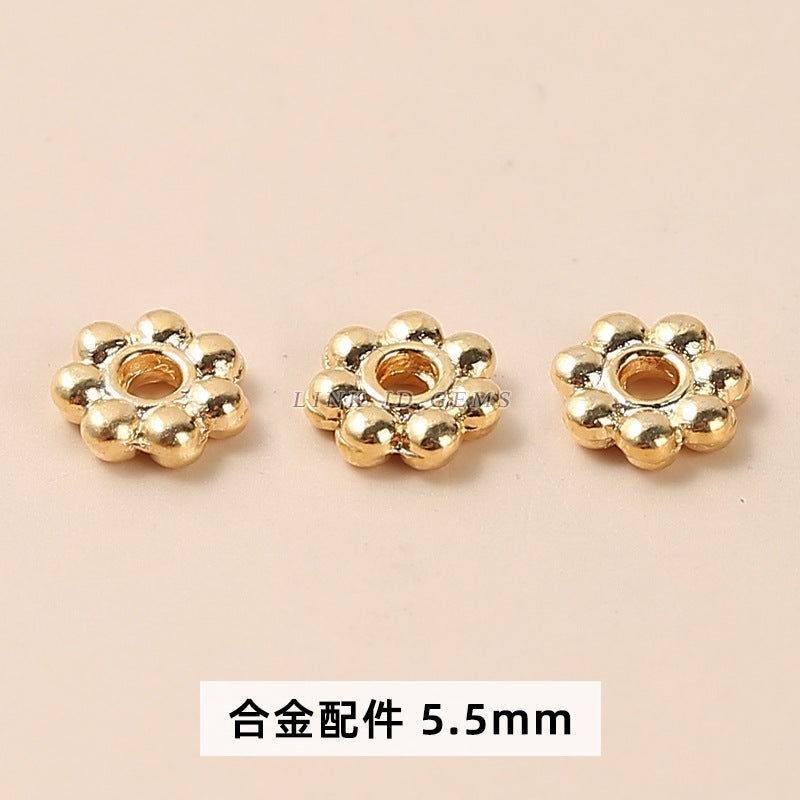 14/18K gold nine-character needle ball needle flower holder copper ring heart shape