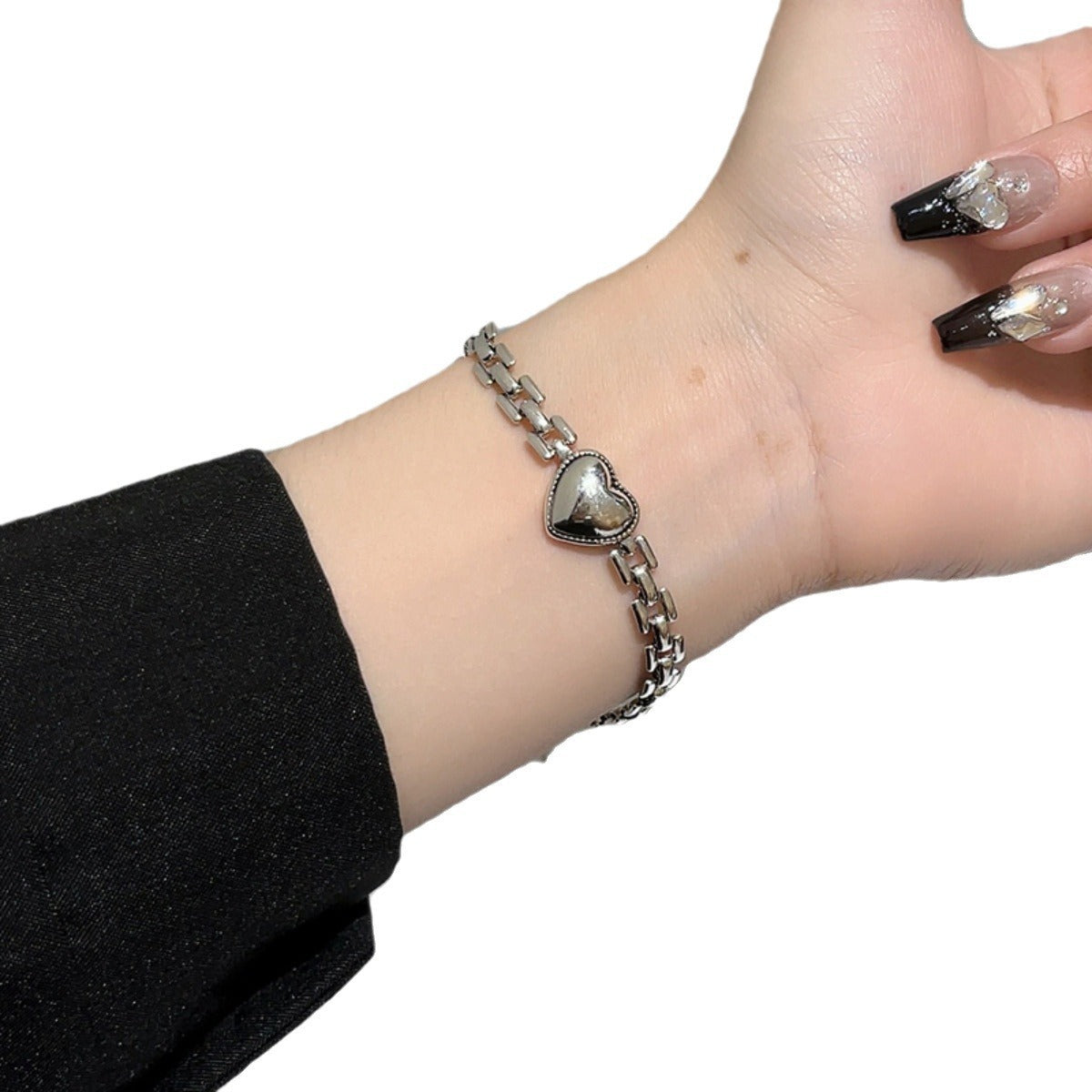 Korean-Style Titanium Steel "Love" Thick Chain Bracelet for Women