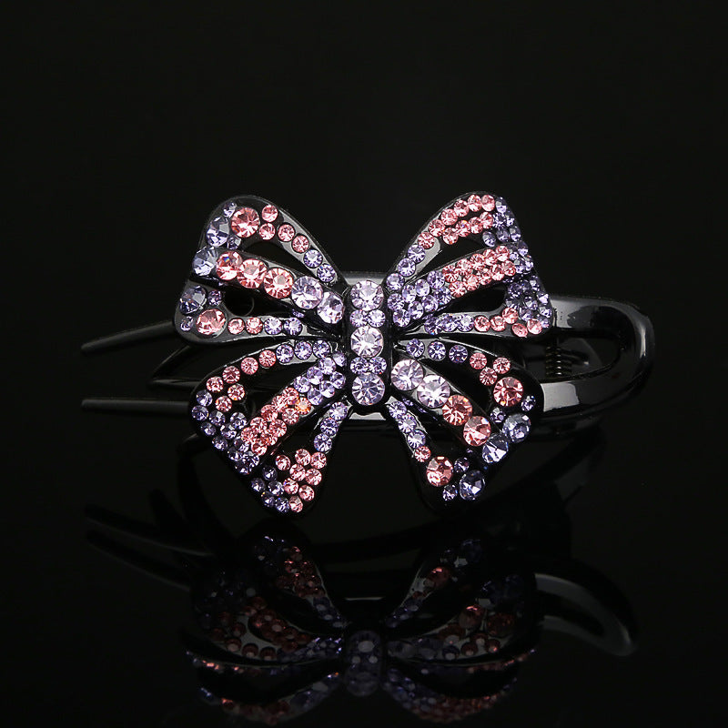 Bow three-tooth duck bill clip rhinestone grab clip