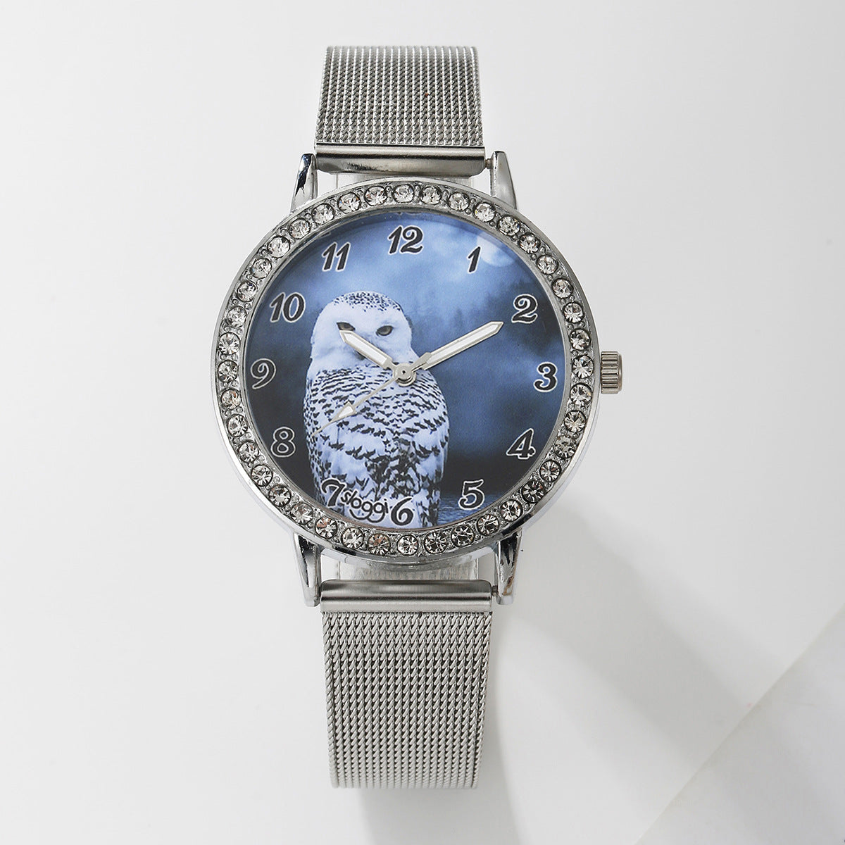 Watch Rhinestone Necklace Earrings Set