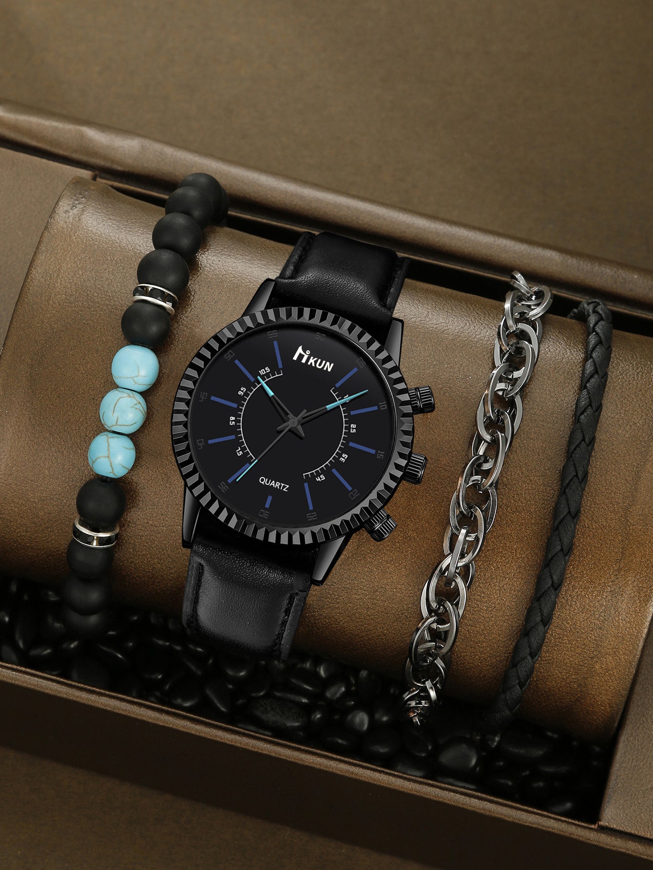 Watch Beaded Alloy Bracelet Set