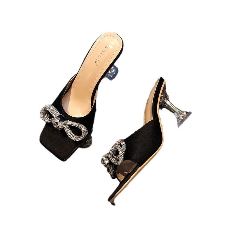 Stereo-heeled rhinestone heels for women