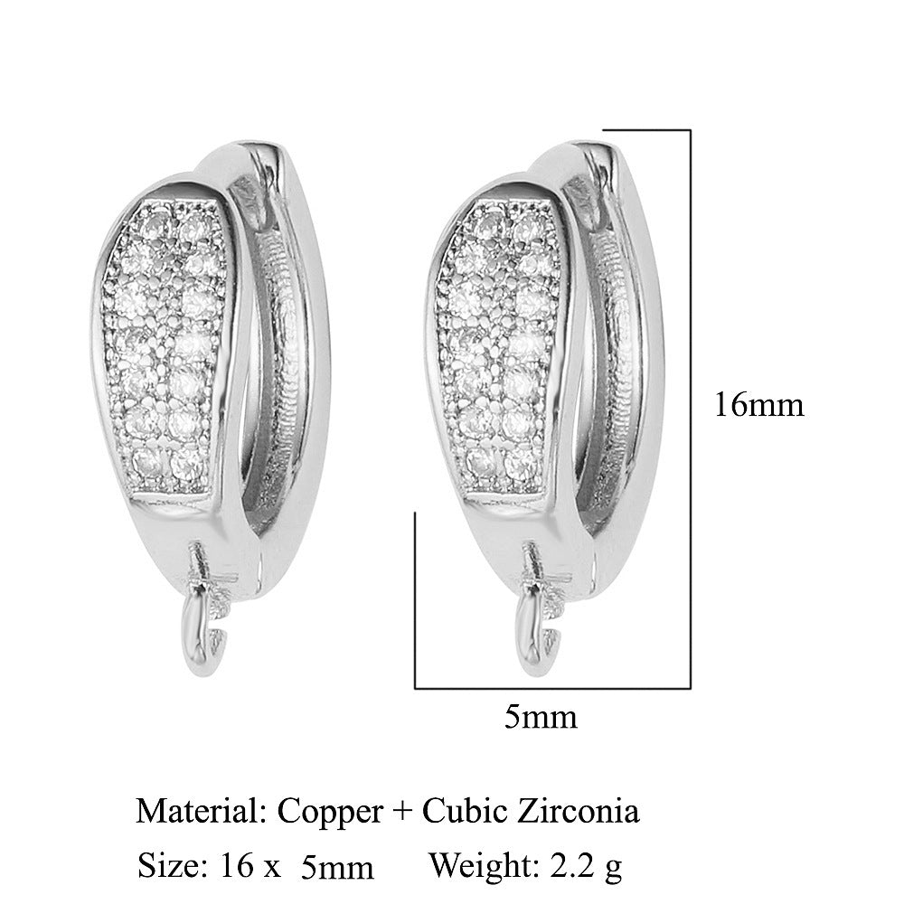 Hebilla de oreja para mujer con microincrustaciones de cobre y diamantes cuadrados