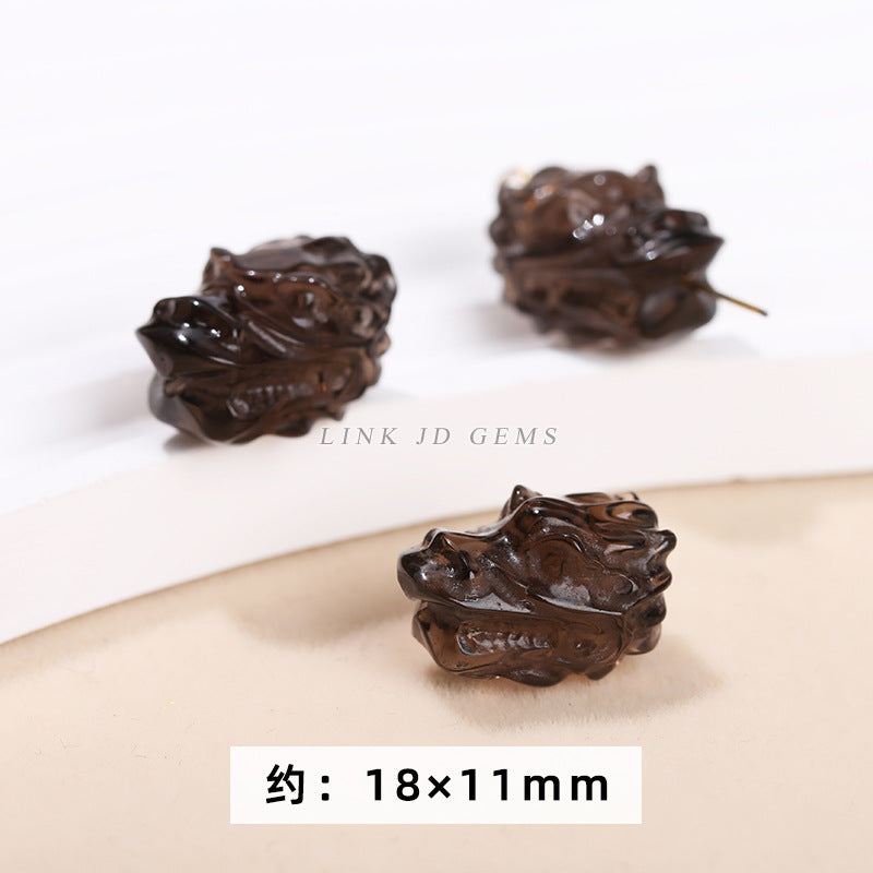 Obsidian carving ice obsidian nine-tailed fox loose beads