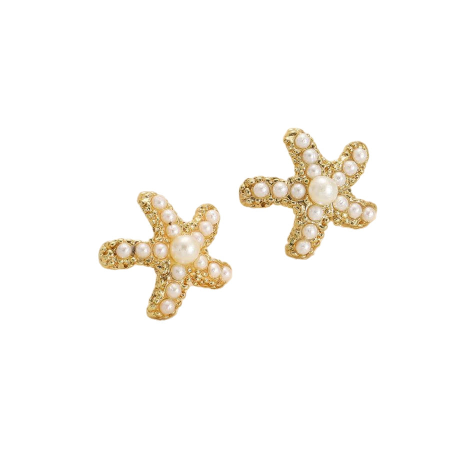 Starfish Pearl Stud Earrings