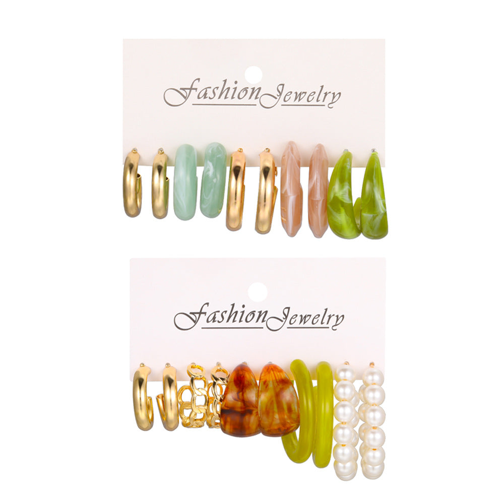Faux Pearl Resin Earring Set (10-Piece)
