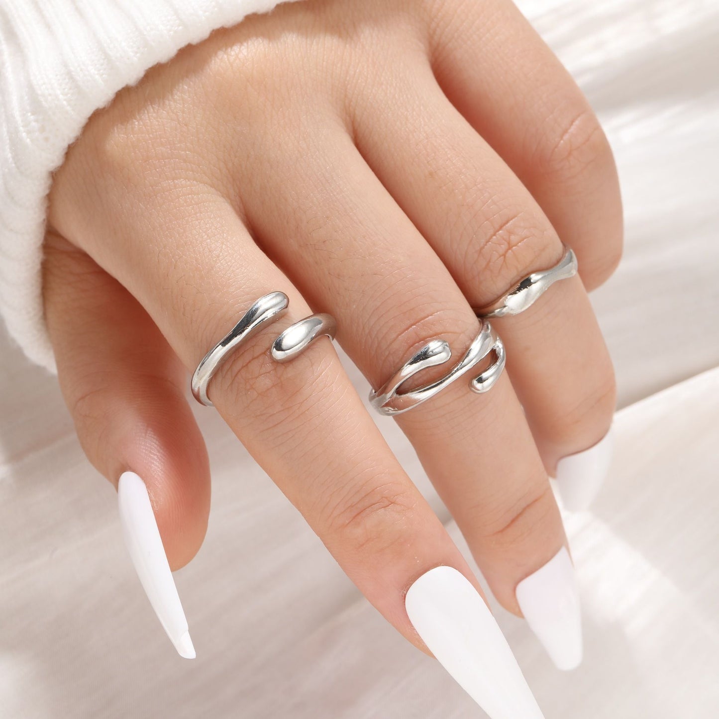 Gold Irregular Open Ring Set