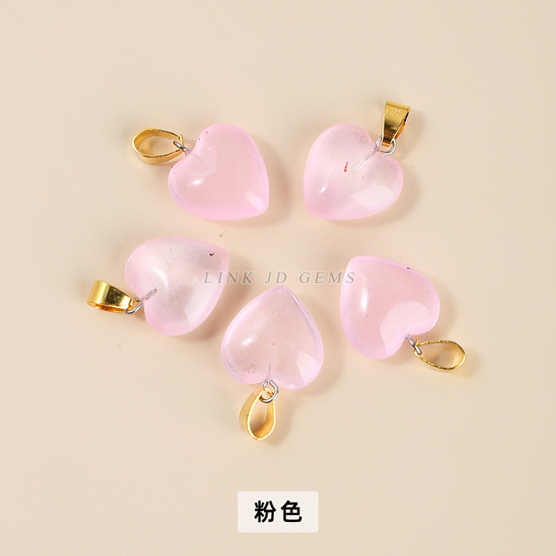 16Mm magic color glazed love-shaped glass pendant