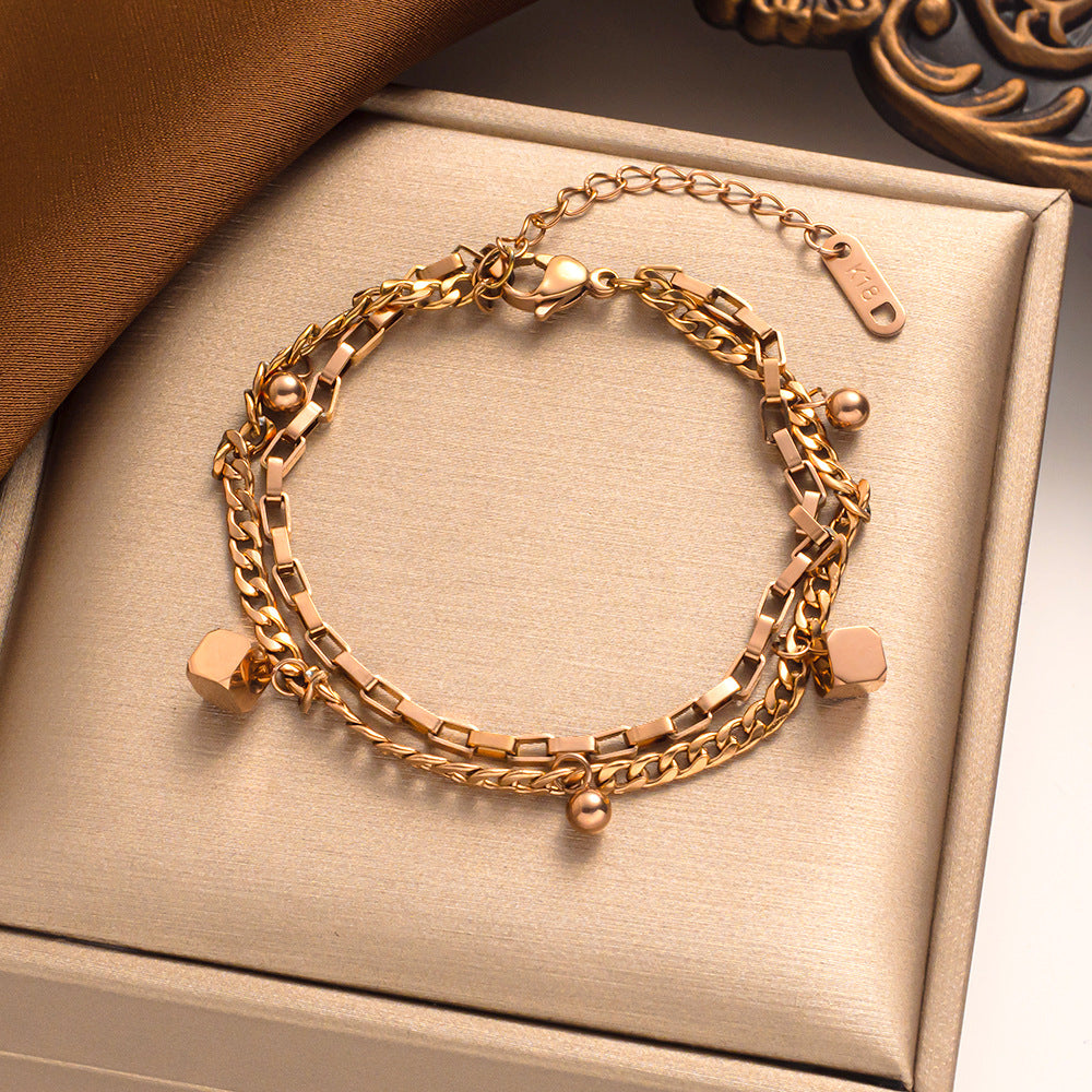Pulseira geométrica de aço de titânio, joias elegantes de estilo europeu e americano