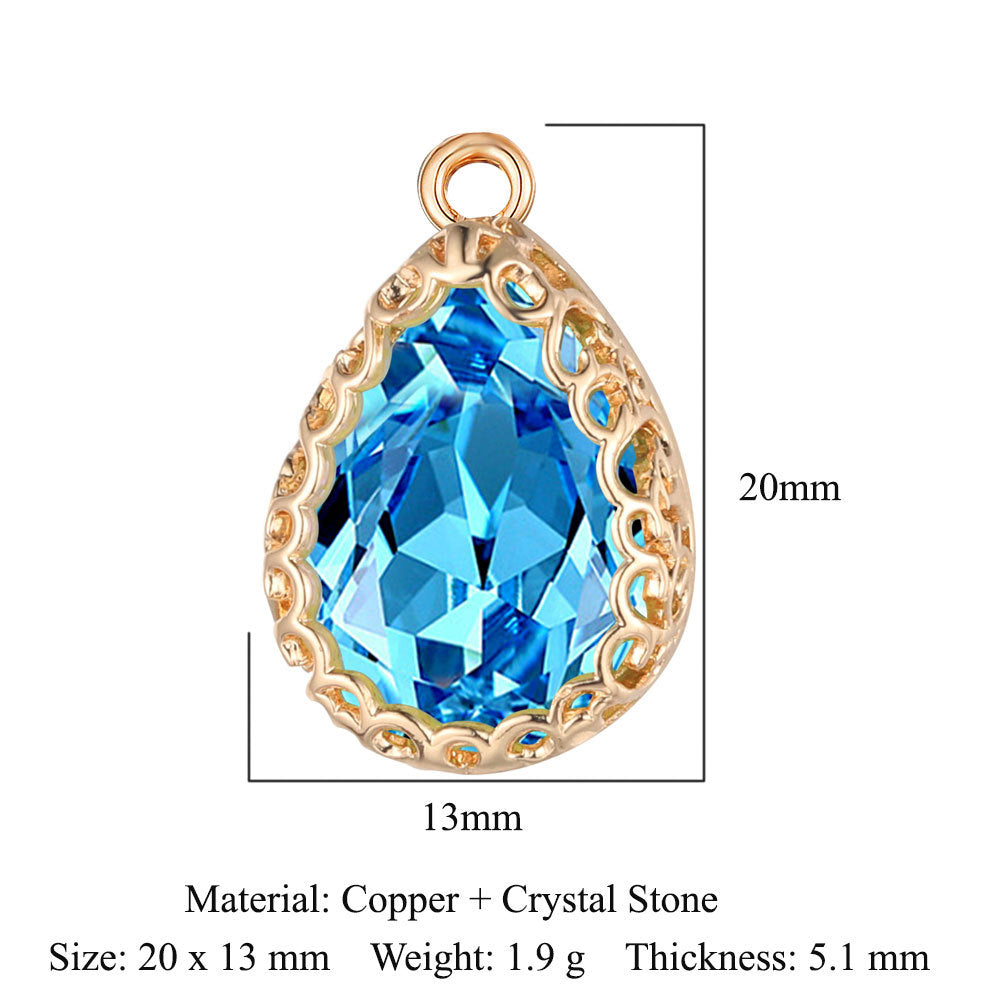 Colgante de cristal de cobre con forma de mariposa y gota de agua