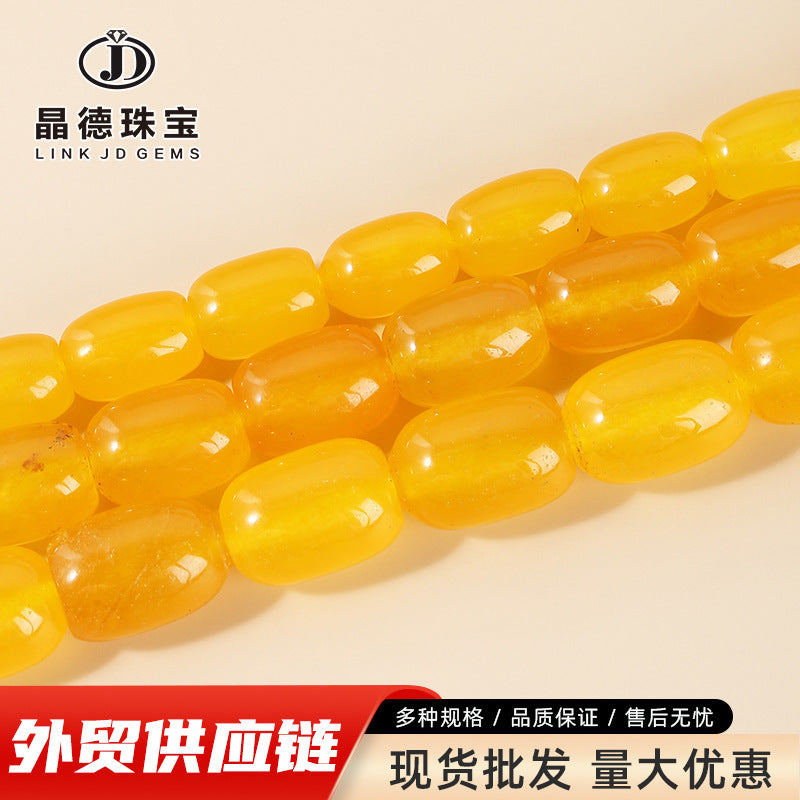 Optimized yellow chalcedony bucket beads loose beads