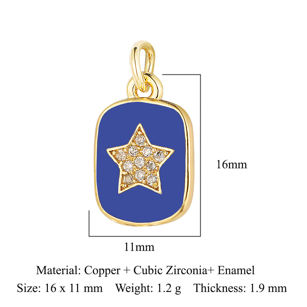 Oil drop diamond star tag copper zircon pendant