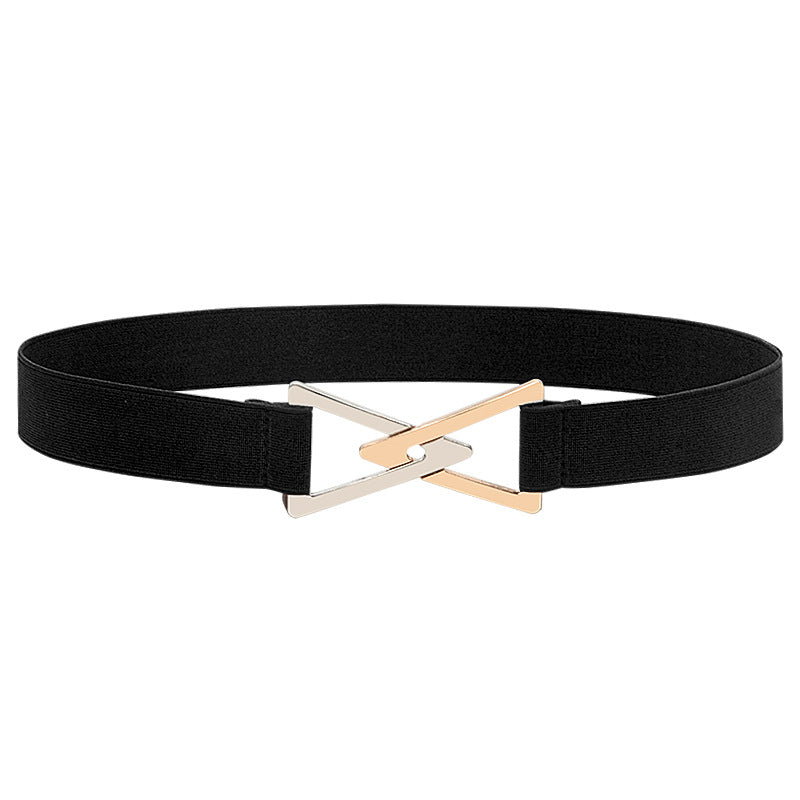 Pleated elastic thin belt ladies