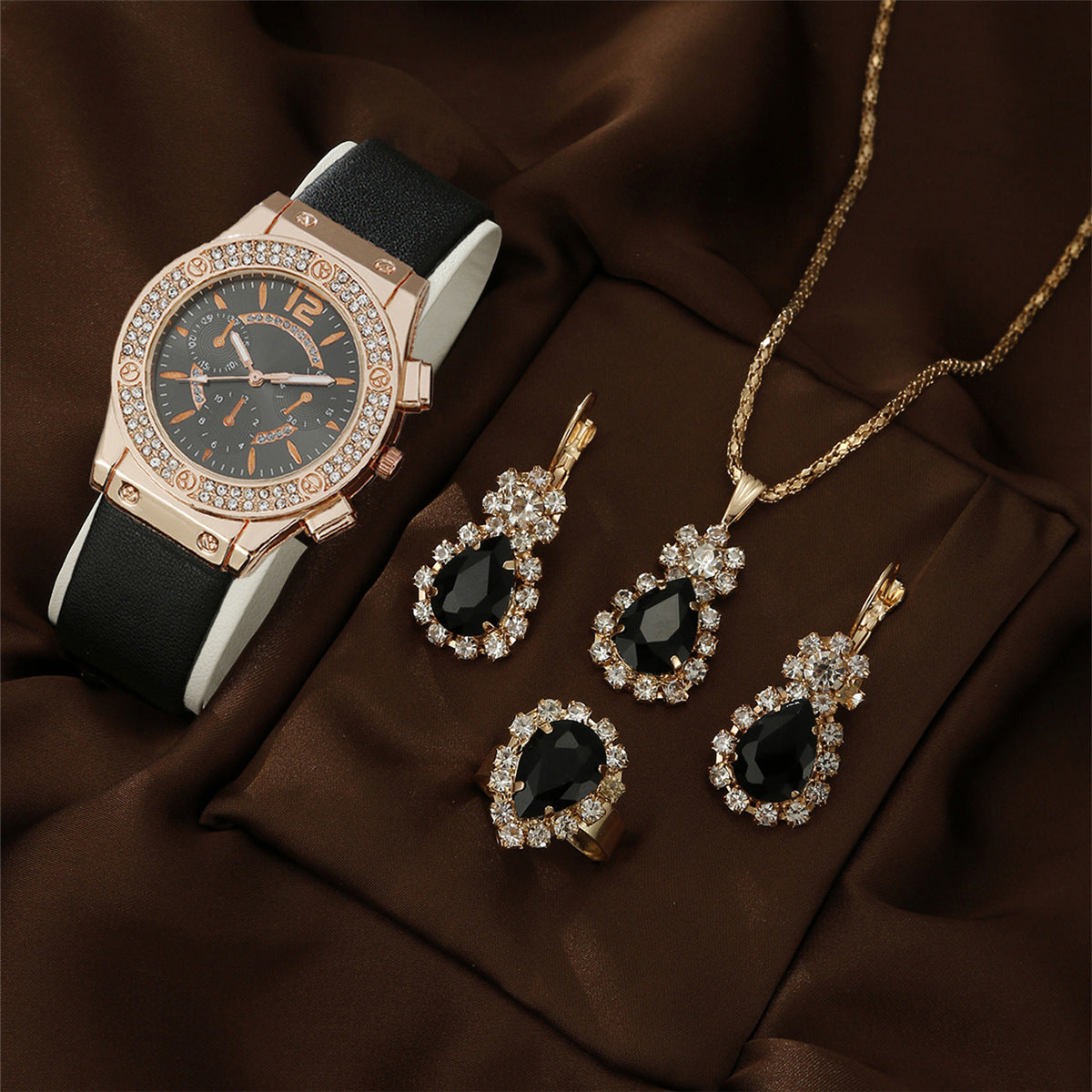 Watch Peacock Water Drop Jewelry 4-piece Set