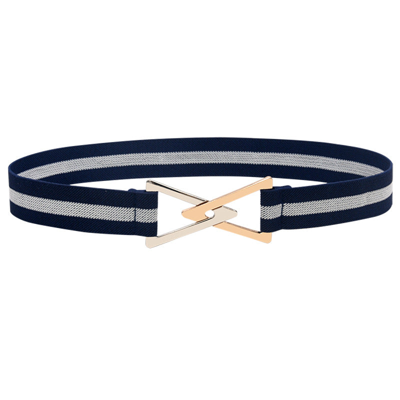 Pleated elastic thin belt ladies