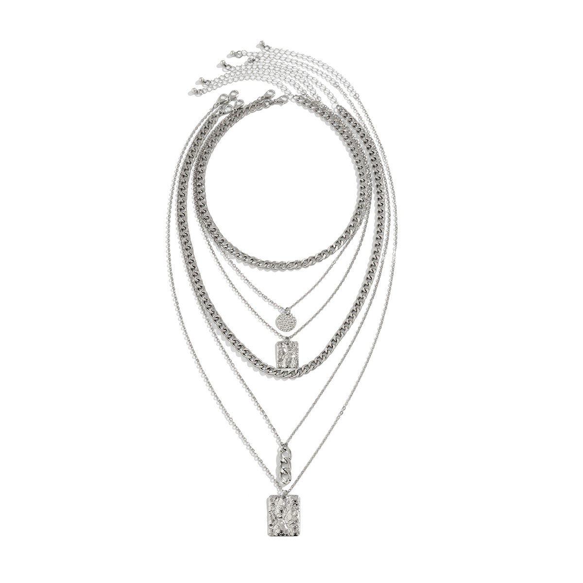 Stacked Hip Hop Suit Square Necklace