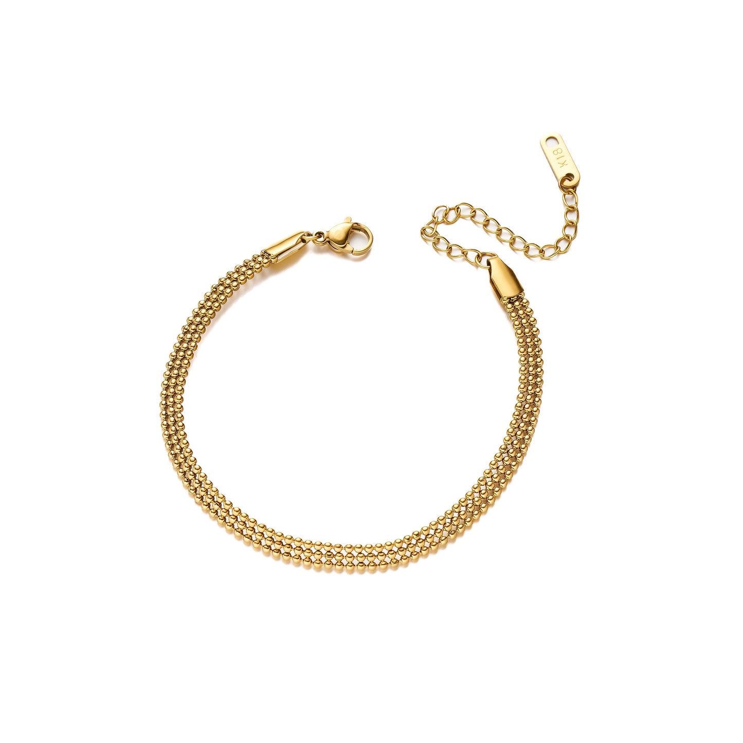 Women's Titanium Steel Splice Bracelet — 18K Gold-Plated Small Beads