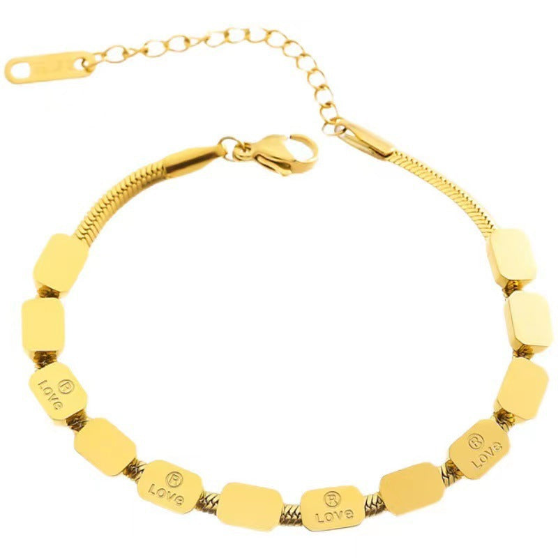 Gold Letter Square Bracelet