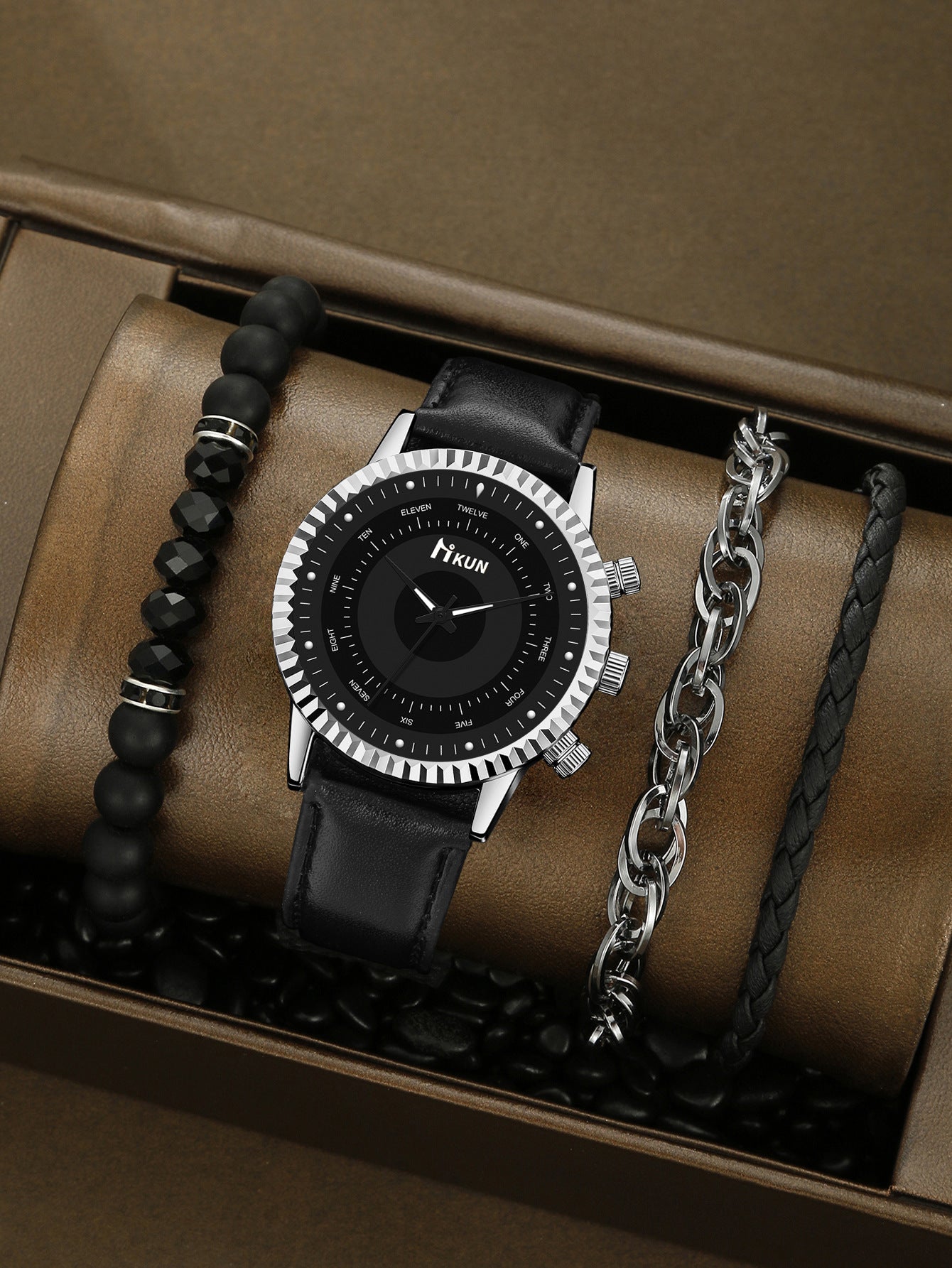 Men's Watch Sports Bracelet Knitted Set
