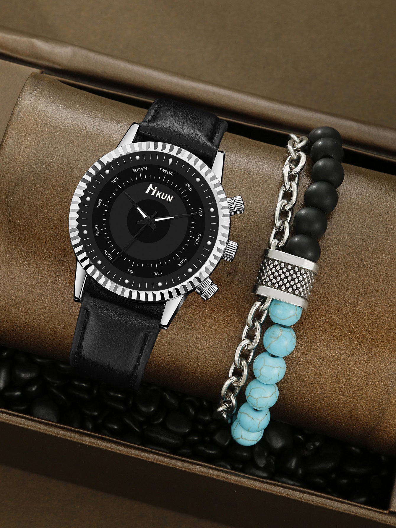 Men's Watch Sports Bracelet Knitted Set