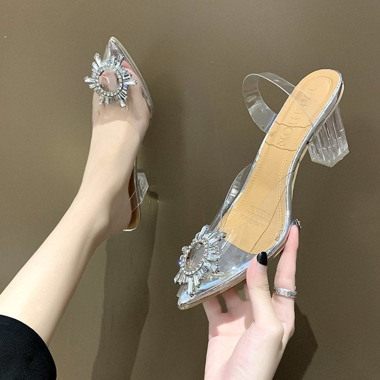 Pointed sunflower high heels