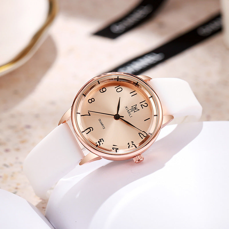 Reloj de cuarzo con correa de silicona, unisex, minimalista, de moda