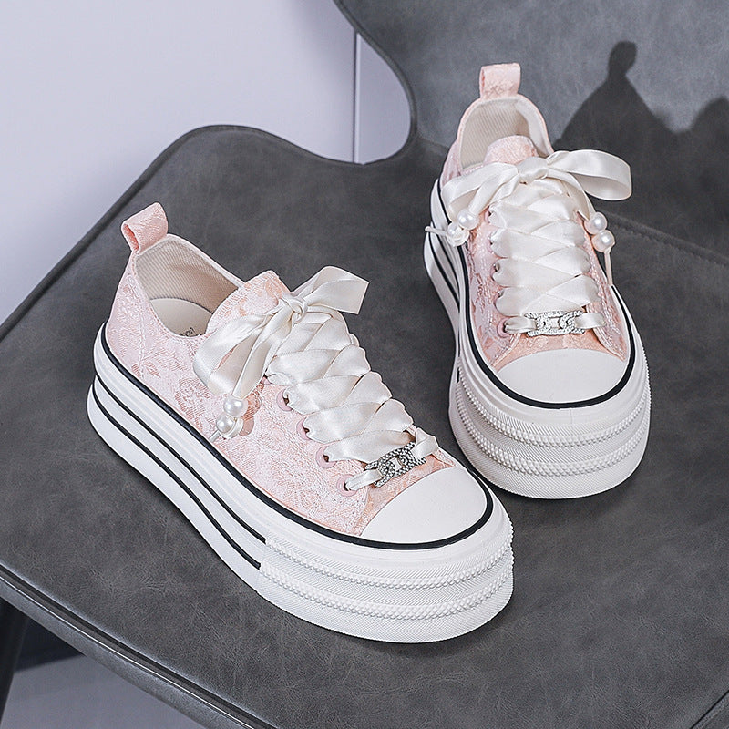 Thick-soled canvas shoes ins white shoes