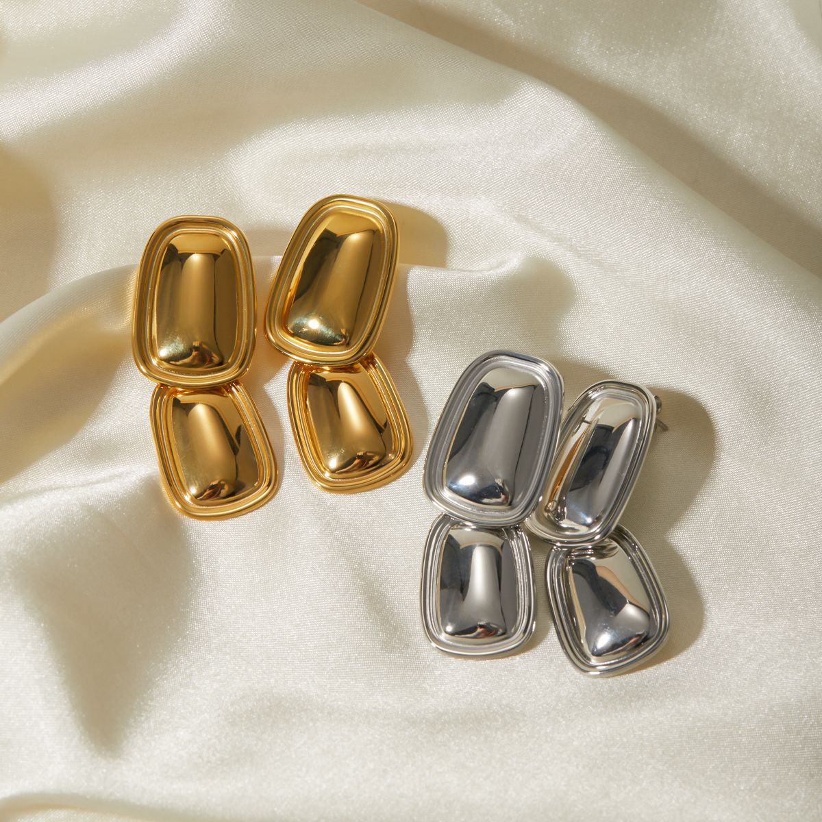 Rectangular Pendant Titanium Steel Earrings