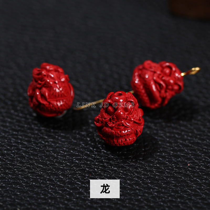 Raw mineral emperor sand twelve zodiac cinnabar loose beads