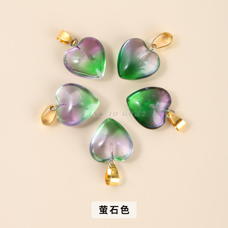 16Mm magic color glazed love-shaped glass pendant
