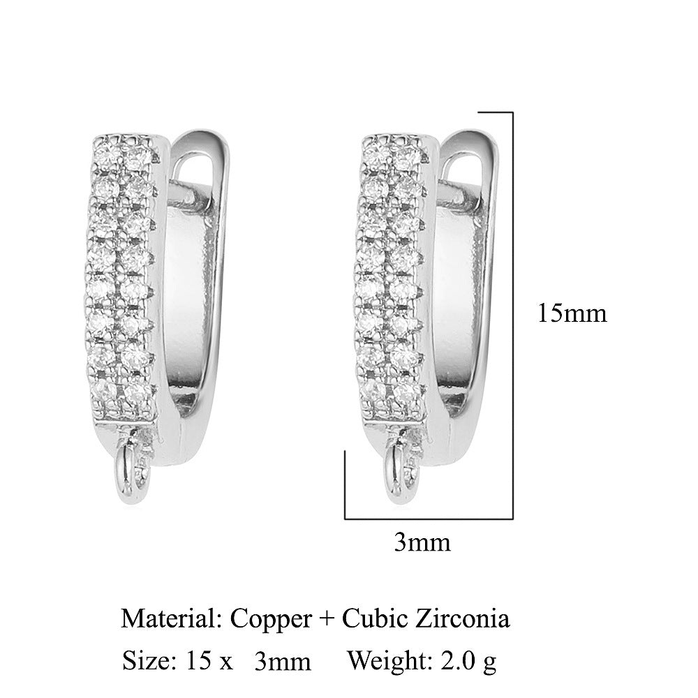 Hebilla de oreja para mujer con microincrustaciones de cobre y diamantes cuadrados